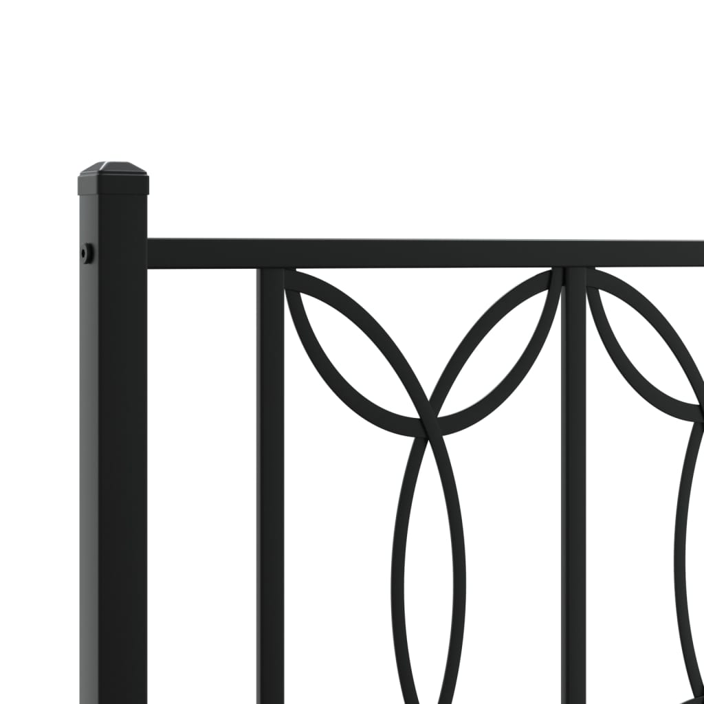 vidaXL Metal Bed Frame without Mattress with Headboard Black 135x190cm