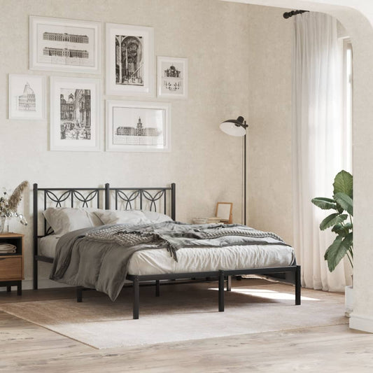 vidaXL Bed Frame | Black | Steel | Double | Bed Frame | Rectangular | Modern