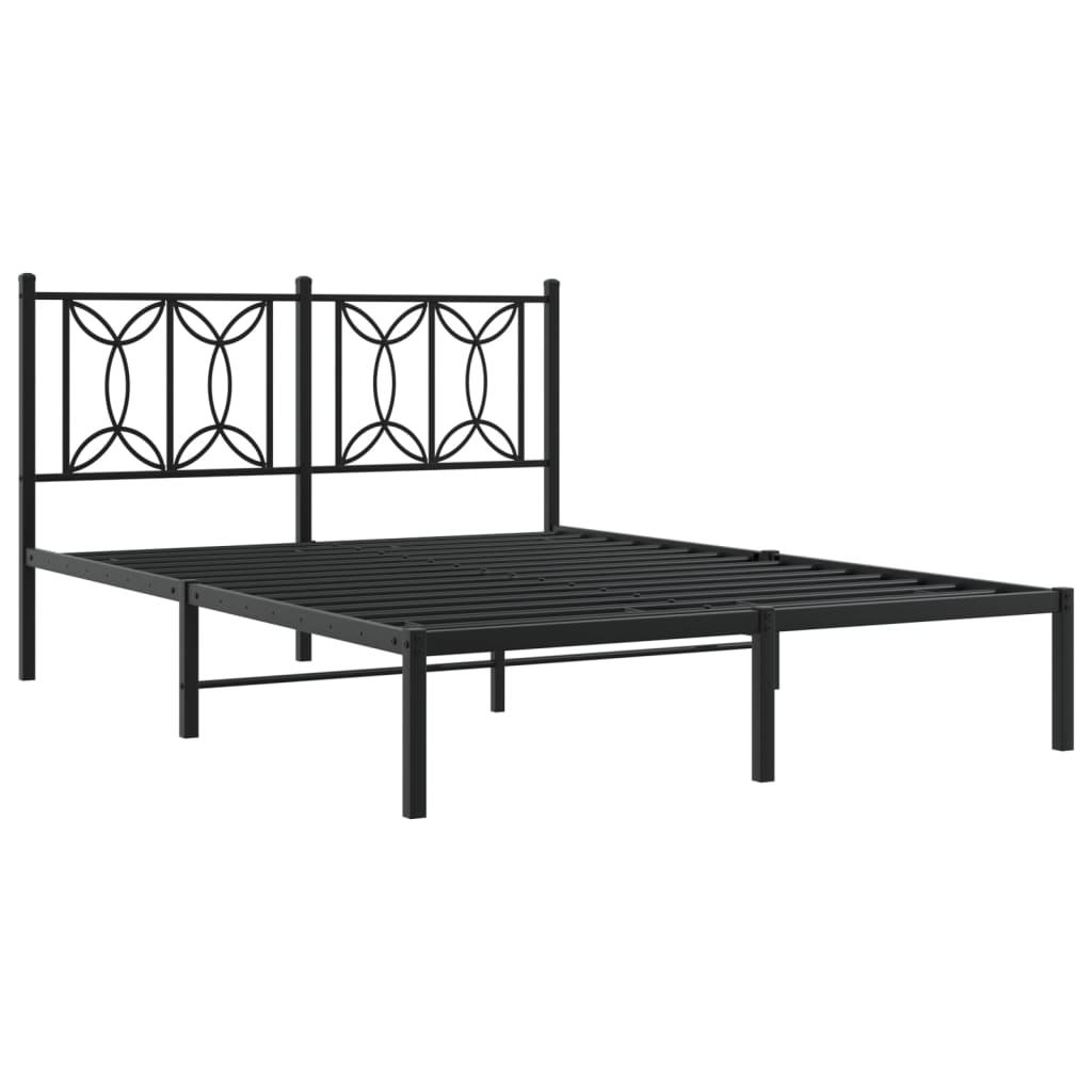 vidaXL Bed Frame | Black | Steel | Double | Bed Frame | Rectangular | Modern