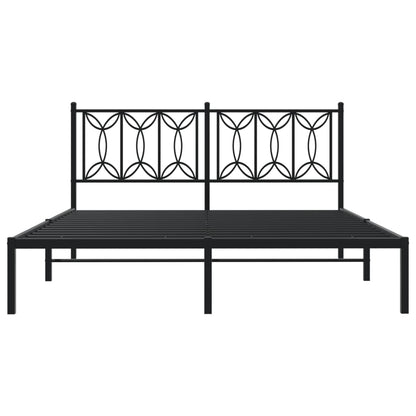 vidaXL Metal Bed Frame without Mattress with Headboard Black 150x200cm