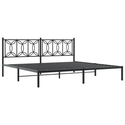 vidaXL Metal Bed Frame without Mattress with Headboard Black 193x203cm