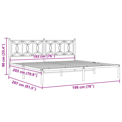 vidaXL Metal Bed Frame without Mattress with Headboard Black 193x203cm