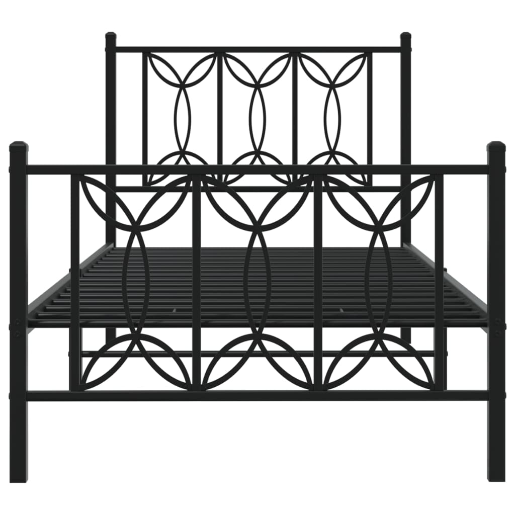 vidaXL Metal Bed Frame without Mattress with Footboard Black 80x200cm