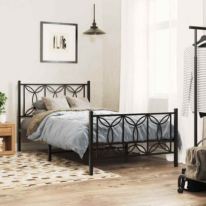 vidaXL Metal Bed Frame without Mattress with Footboard Black 100x200cm