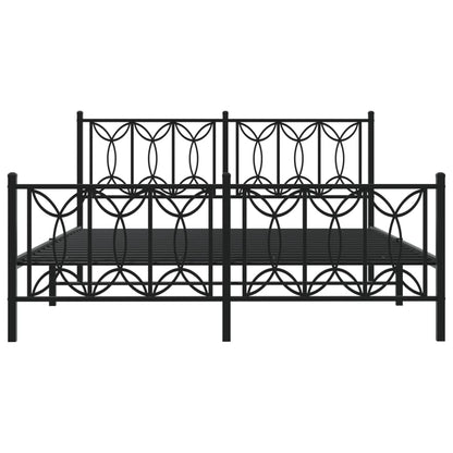 vidaXL Metal Bed Frame without Mattress with Footboard Black 150x200cm