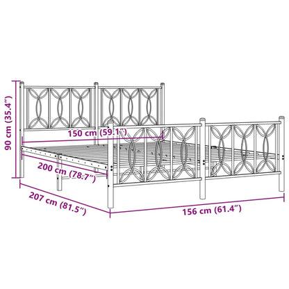 vidaXL Metal Bed Frame without Mattress with Footboard Black 150x200cm