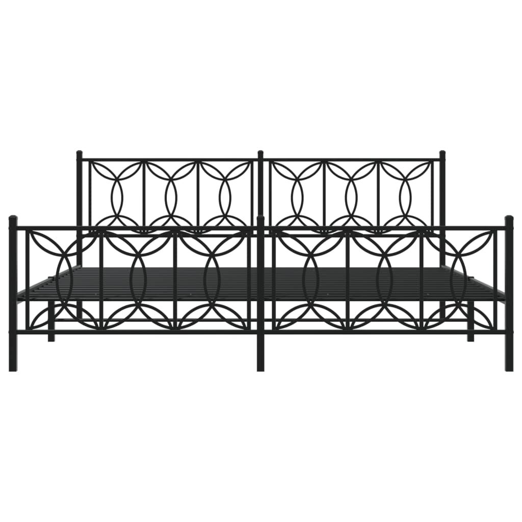 vidaXL Metal Bed Frame without Mattress with Footboard Black 193x203cm
