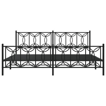 vidaXL Metal Bed Frame without Mattress with Footboard Black 193x203cm