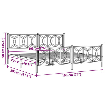 vidaXL Metal Bed Frame without Mattress with Footboard Black 193x203cm