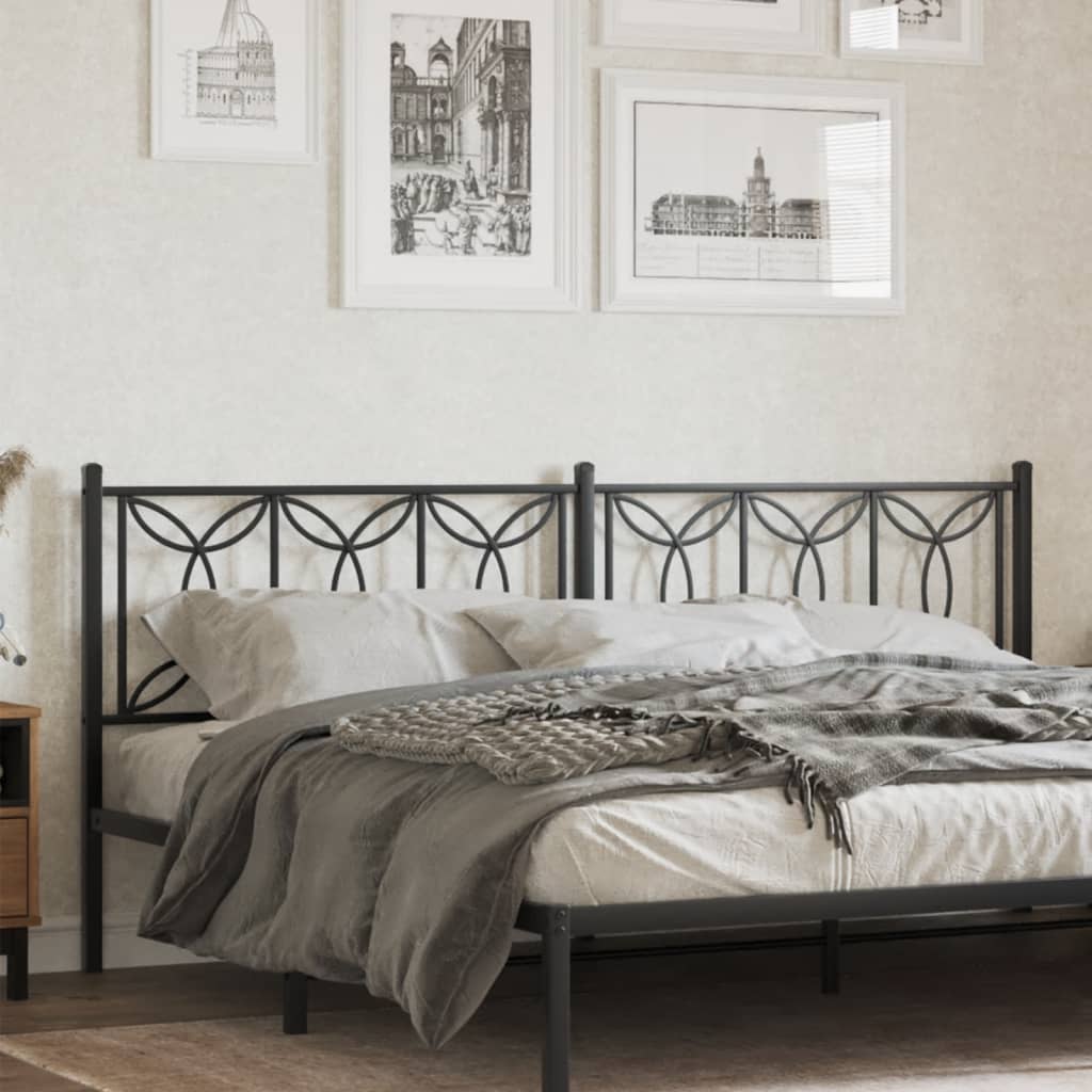 vidaXL Metal Replace Headboard Black 193 cm