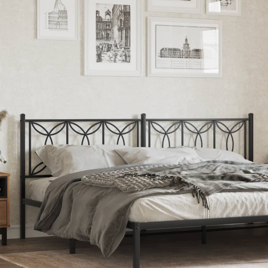 vidaXL Metal Replace Headboard Black 200 cm