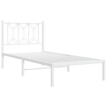 vidaXL Metal Bed Frame without Mattress with Headboard White 75x190cm