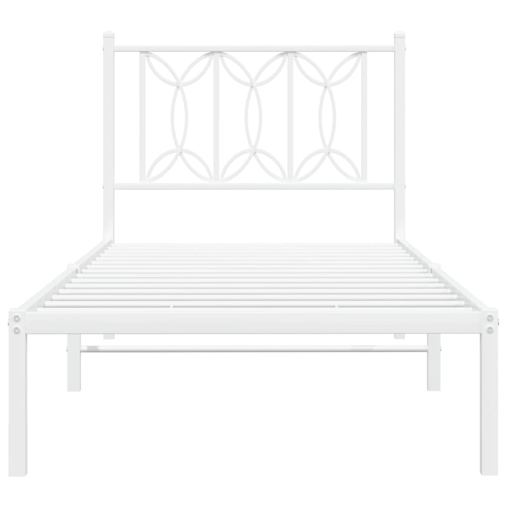 vidaXL Metal Bed Frame without Mattress with Headboard White 75x190cm