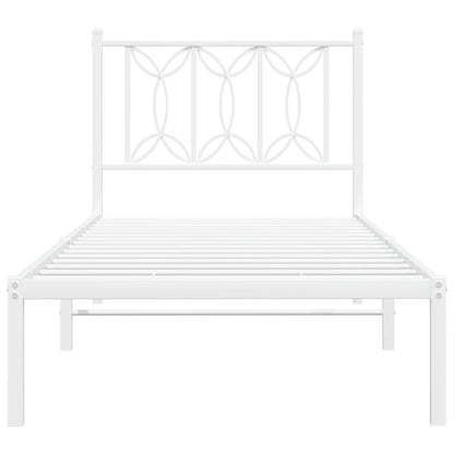 vidaXL Metal Bed Frame without Mattress with Headboard White 75x190cm