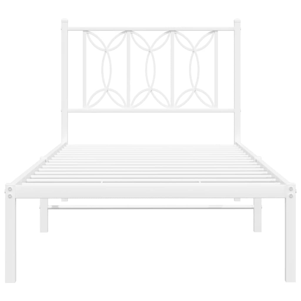 vidaXL Metal Bed Frame without Mattress with Headboard White 80x200cm