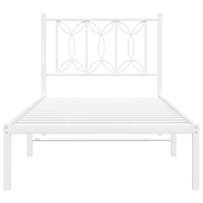 vidaXL Metal Bed Frame without Mattress with Headboard White 80x200cm