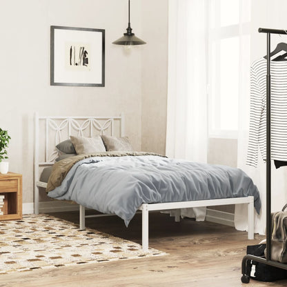 vidaXL Metal Bed Frame without Mattress with Headboard White 80x200cm