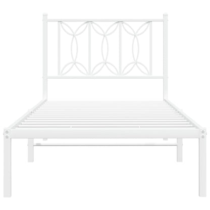 vidaXL Metal Bed Frame without Mattress with Headboard White 90x200cm