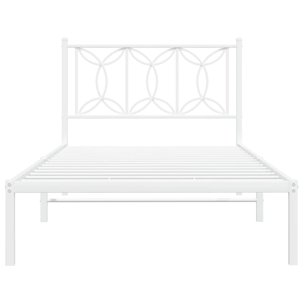 vidaXL Metal Bed Frame without Mattress with Headboard White 100x190cm