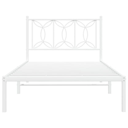 vidaXL Metal Bed Frame without Mattress with Headboard White 100x190cm