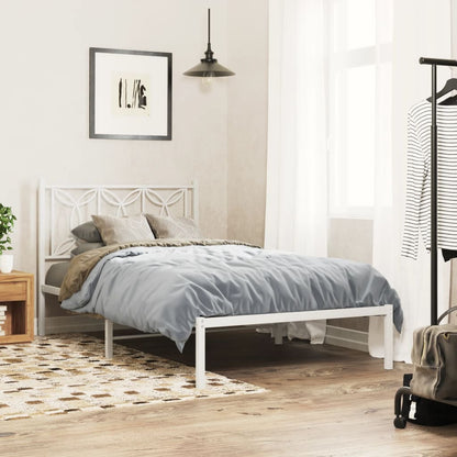 vidaXL Metal Bed Frame without Mattress with Headboard White 100x190cm