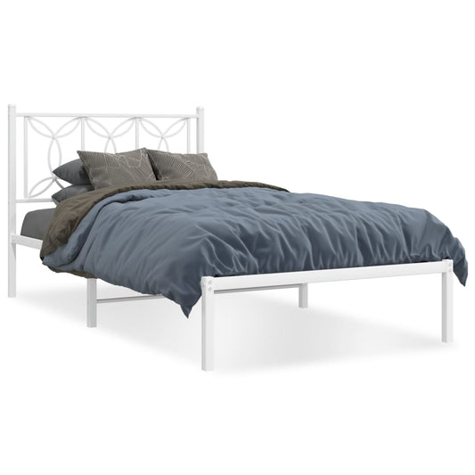 vidaXL Bed Frame | White | Steel | 100x200 cm | Modern | Single Bed