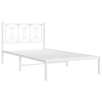 vidaXL Bed Frame | White | Steel | 100x200 cm | Modern | Single Bed