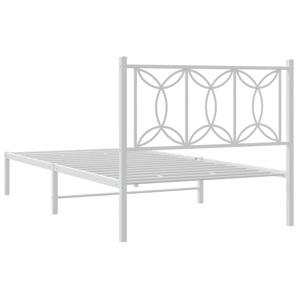 vidaXL Bed Frame | White | Steel | 100x200 cm | Modern | Single Bed