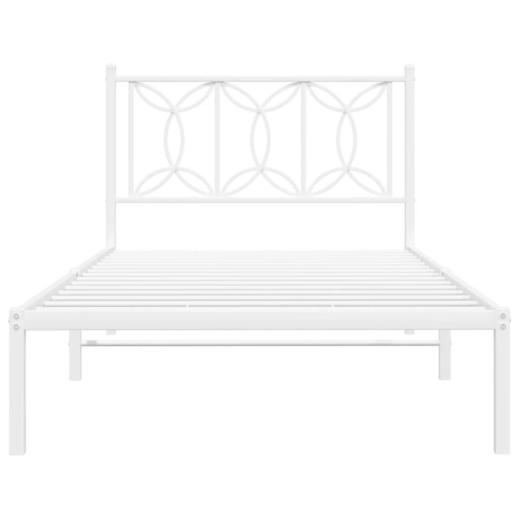 vidaXL Metal Bed Frame without Mattress with Headboard White 107x203cm