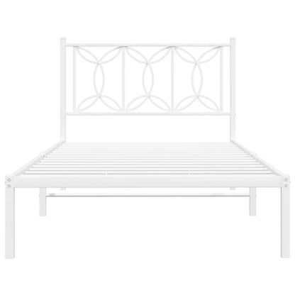vidaXL Metal Bed Frame without Mattress with Headboard White 107x203cm
