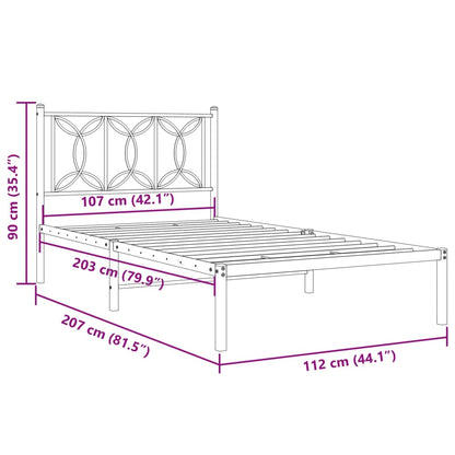 vidaXL Metal Bed Frame without Mattress with Headboard White 107x203cm
