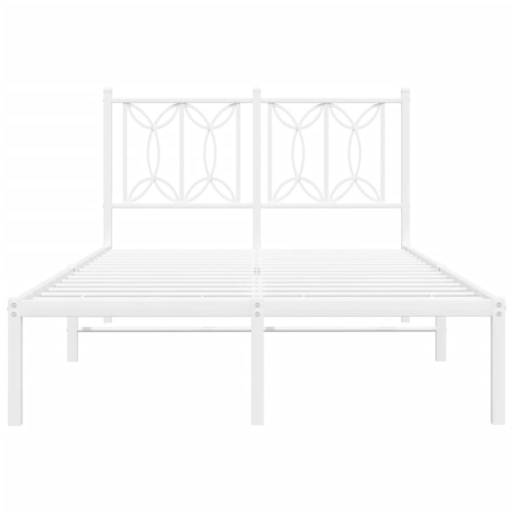 vidaXL Metal Bed Frame without Mattress with Headboard White 120x190cm
