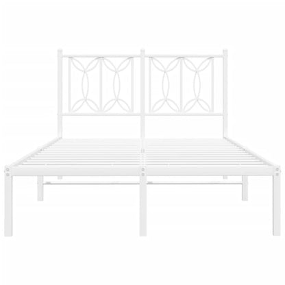 vidaXL Metal Bed Frame without Mattress with Headboard White 120x190cm