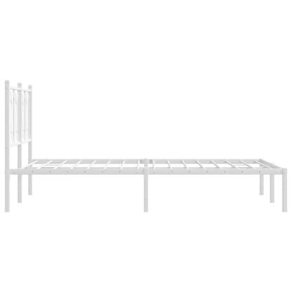 vidaXL Metal Bed Frame without Mattress with Headboard White 120x190cm