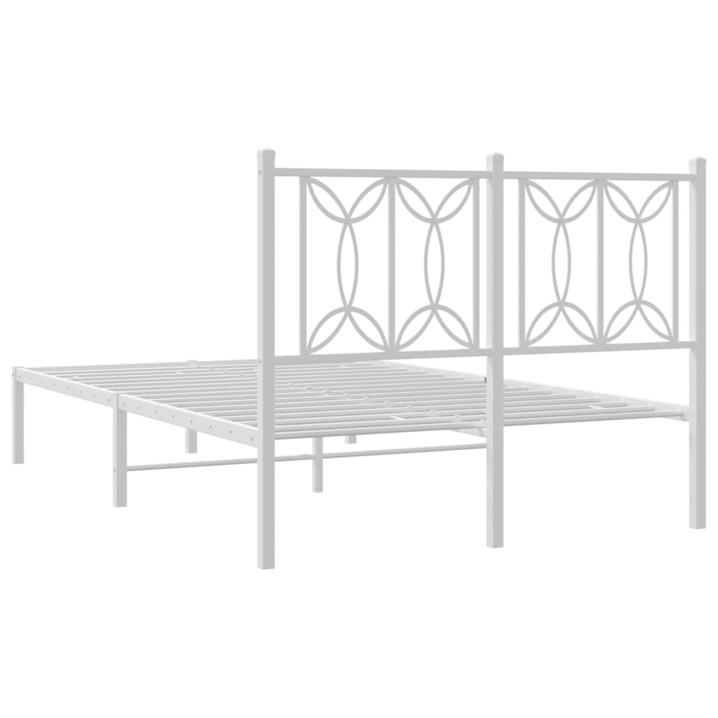vidaXL Metal Bed Frame without Mattress with Headboard White 120x190cm