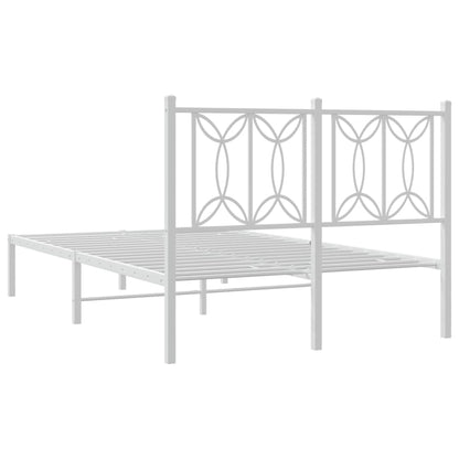 vidaXL Metal Bed Frame without Mattress with Headboard White 120x190cm