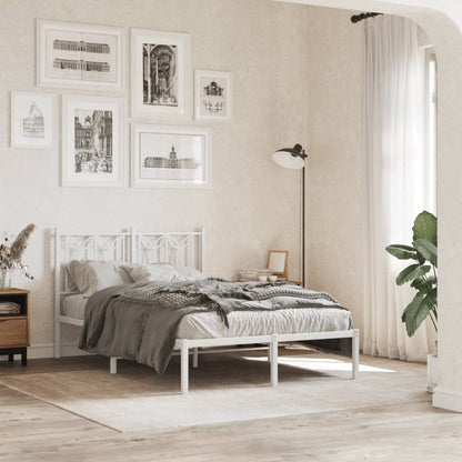 vidaXL Metal Bed Frame without Mattress with Headboard White 120x190cm