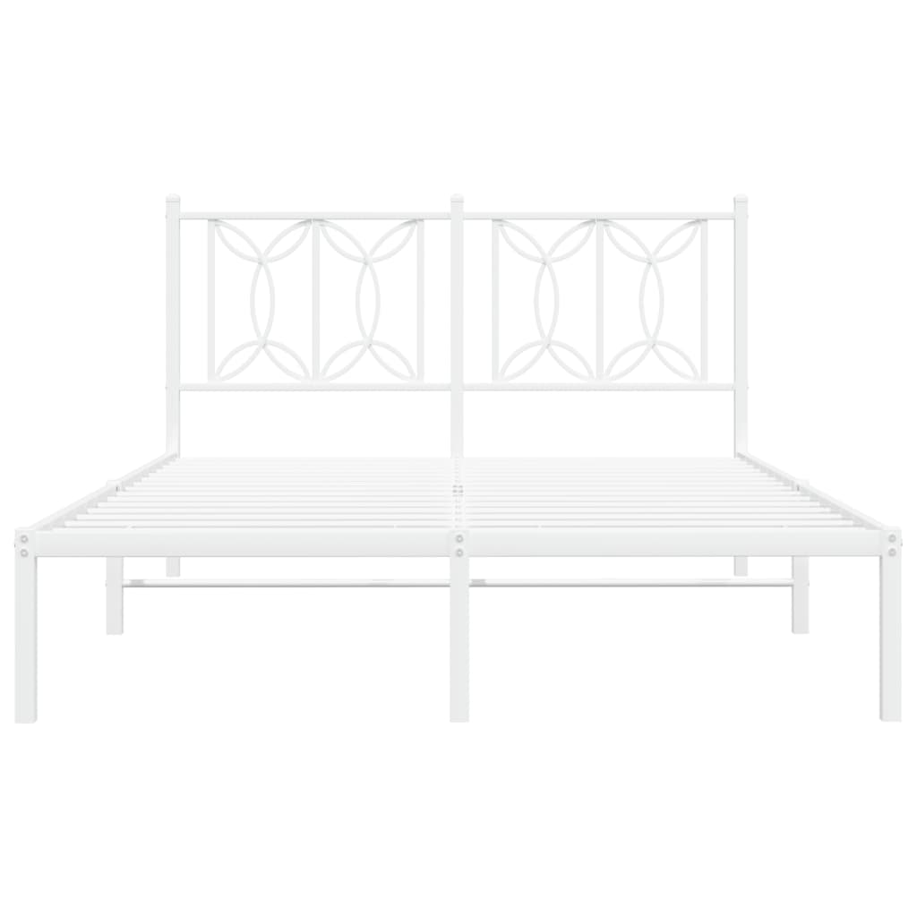 vidaXL Metal Bed Frame without Mattress with Headboard White 135x190cm