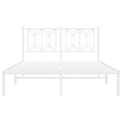 vidaXL Metal Bed Frame without Mattress with Headboard White 135x190cm