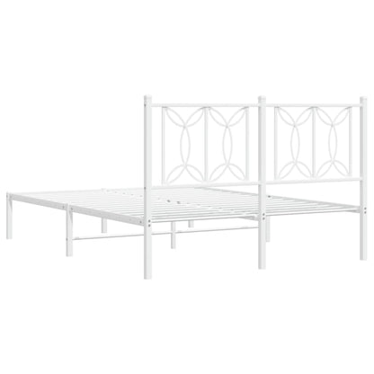 vidaXL Metal Bed Frame without Mattress with Headboard White 135x190cm