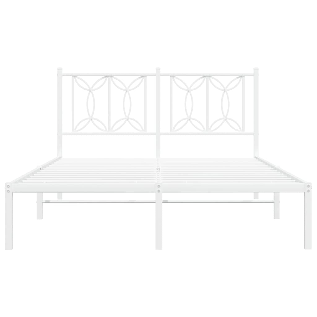 vidaXL Metal Bed Frame without Mattress with Headboard White 140x190cm