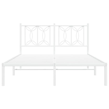 vidaXL Metal Bed Frame without Mattress with Headboard White 140x190cm