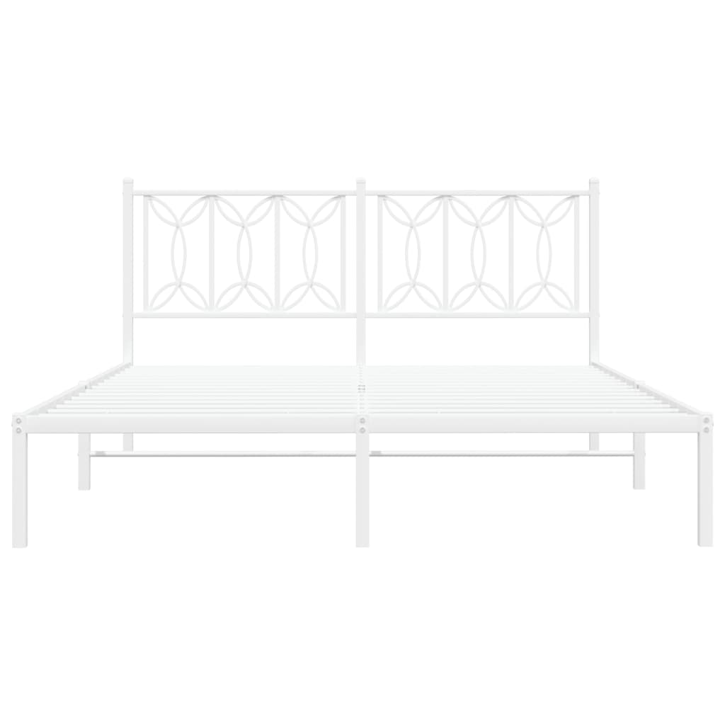 vidaXL Metal Bed Frame without Mattress with Headboard White 150x200cm
