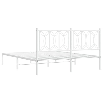 vidaXL Metal Bed Frame without Mattress with Headboard White 150x200cm