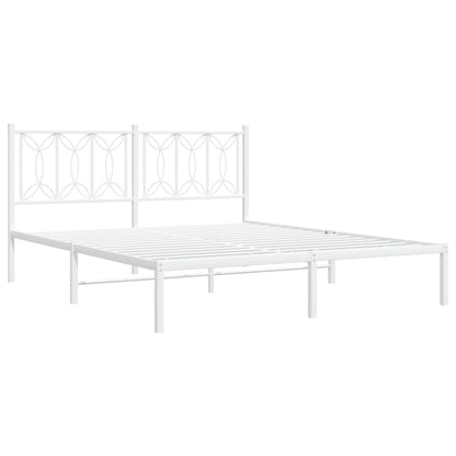 vidaXL Metal Bed Frame without Mattress with Headboard White 160x200cm