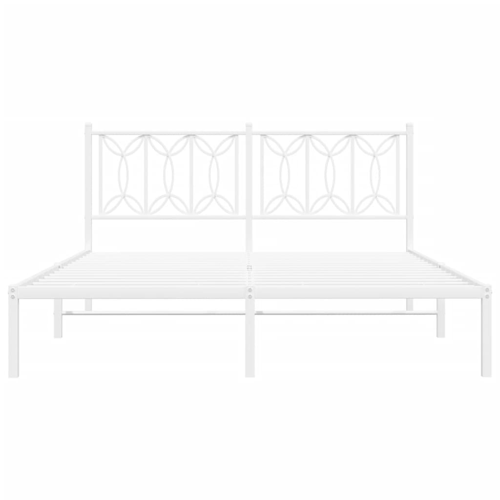 vidaXL Metal Bed Frame without Mattress with Headboard White 160x200cm