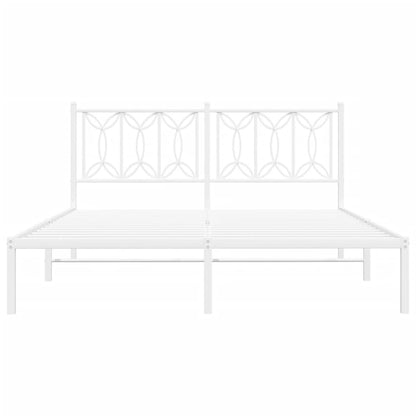 vidaXL Metal Bed Frame without Mattress with Headboard White 160x200cm