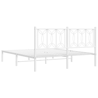 vidaXL Metal Bed Frame without Mattress with Headboard White 160x200cm