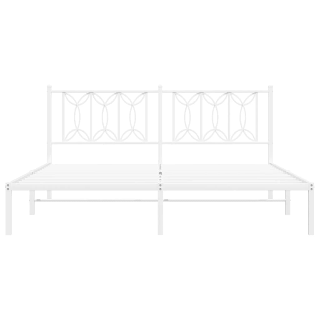 vidaXL Metal Bed Frame without Mattress with Headboard White 180x200cm
