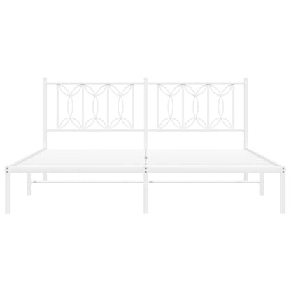 vidaXL Metal Bed Frame without Mattress with Headboard White 180x200cm